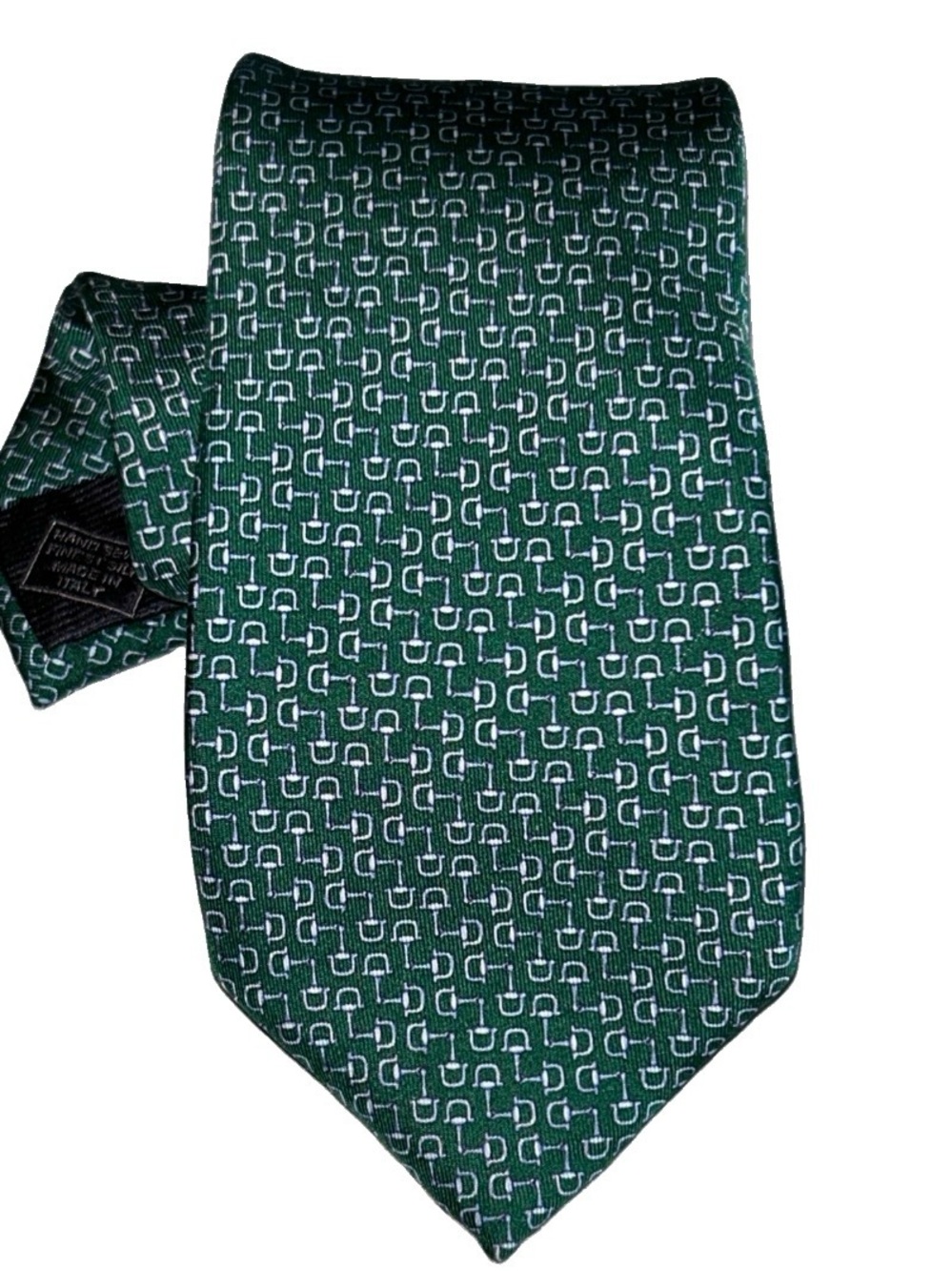 Robert Jensen horses bit Silk Green Patterned Men's Tie